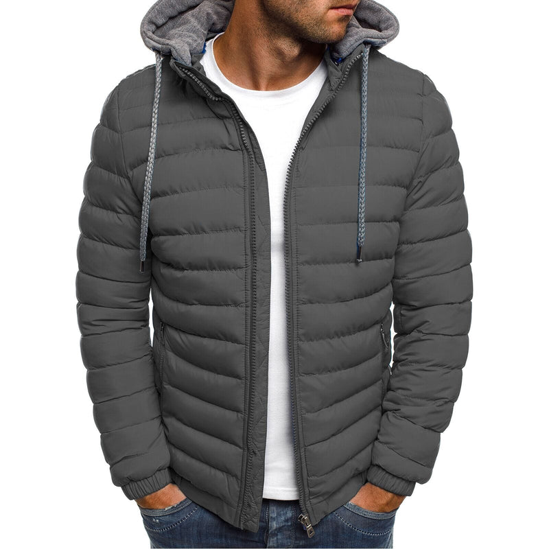 Jaqueta Masculina Puffer Com Capuz Removível