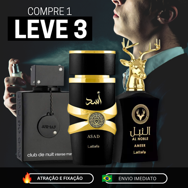 Kit 3 Perfumes Masculinos Árabes Eau de Parfum | Atração e Fixação Intensa