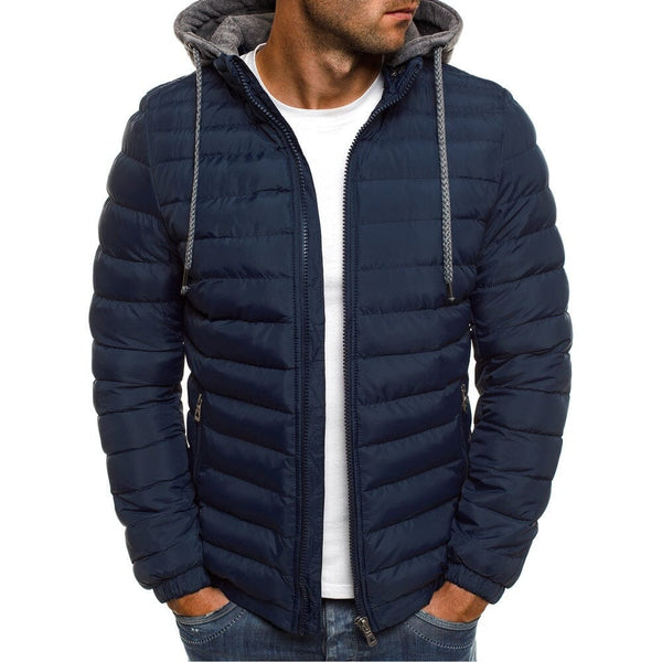 Jaqueta Masculina Puffer Com Capuz Removível